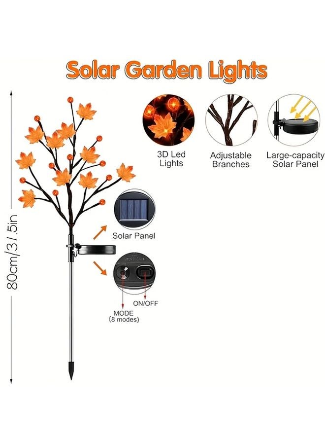 ضوء LED يضيء على شكل ورقة القيقب واليقطين ثلاثي الأبعاد يعمل بالطاقة الشمسية لتزيين الحدائق الخارجية (عبوة واحدة) - Image 3