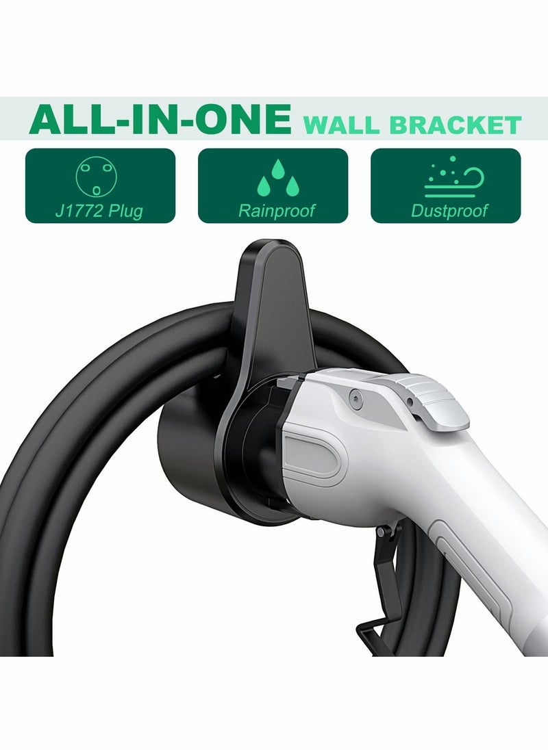 Generic - EV Charger Holder, ABS Waterproof Wall-Mount Electric Vehicle Charging Nozzle Plug Holster & Cable Hook with Screws for All SAE J1772 Electric Cars Connector - Image 1