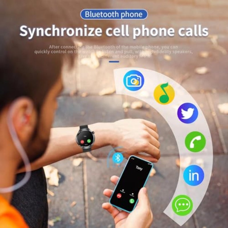 ساعات ذكية، مع الرد على مكالمات البلوتوث/الاتصال الهاتفي، مراقب النوم، مناسب لهاتف iPhone/Android، IP68 مقاوم للماء (فضي معدني) مراقب معدل ضربات القلب/النوم - Image 4