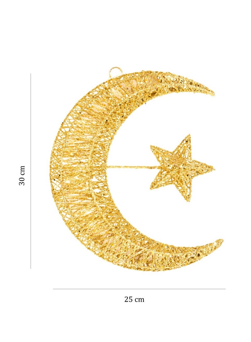 Hilalful HilalFul Hilal & Star Golden Threads Light | Light Decoration for Home, Office, Restaurants | Indoor & Outdoor Decorative Lighting | For Living Room, Balcony, Patio in Ramadan, Eid | Warm White Light - Image 3