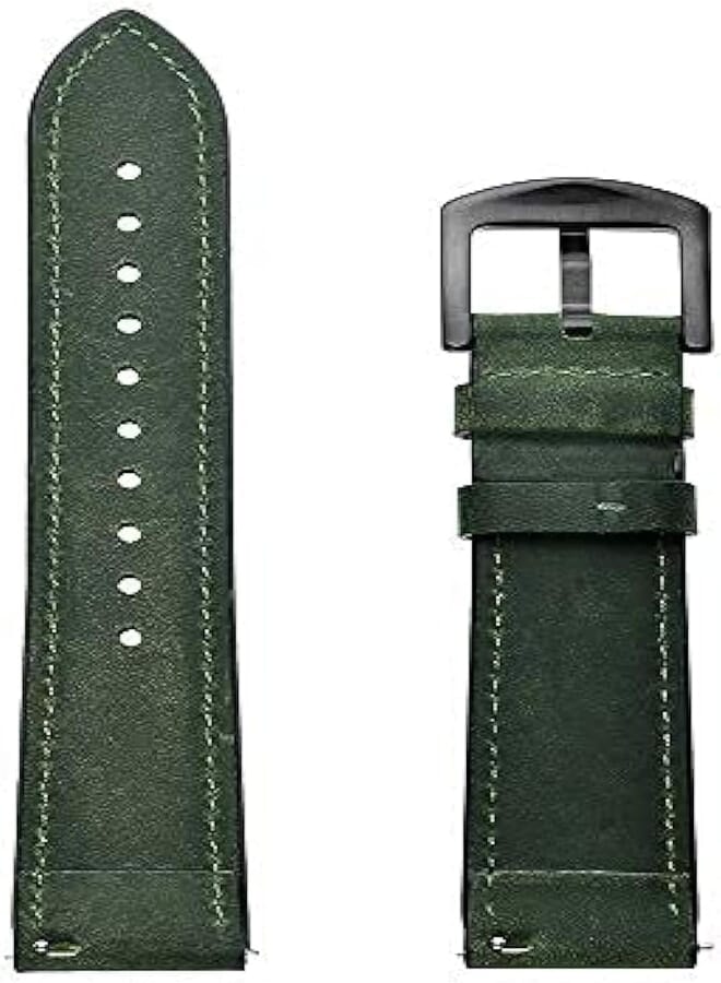 Bikson Genuine Handmade Leather Band with Black Buckle for Samsung Galaxy Watch Smart Watch Elite Strap - Emerald Dark Green