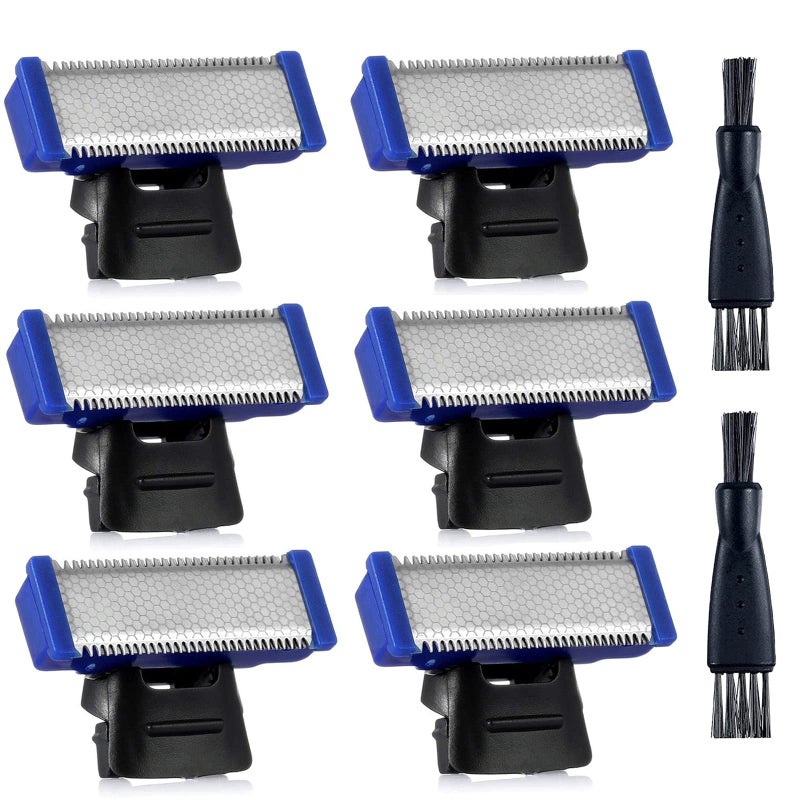 INVODA 6PCS Shaver Replacement Head Compatible with Micro Touches Solo Trimmer Replacement Blades Solo Razor Blades (6PCS+2 Brushes) - Image 1