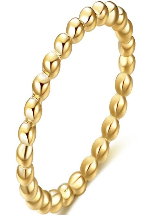 Jude Jewelers 2mm Stainless Steel Beaded Style Classical Simple Plain Stackable Wedding Band Ring (Gold, 6) - Image 1