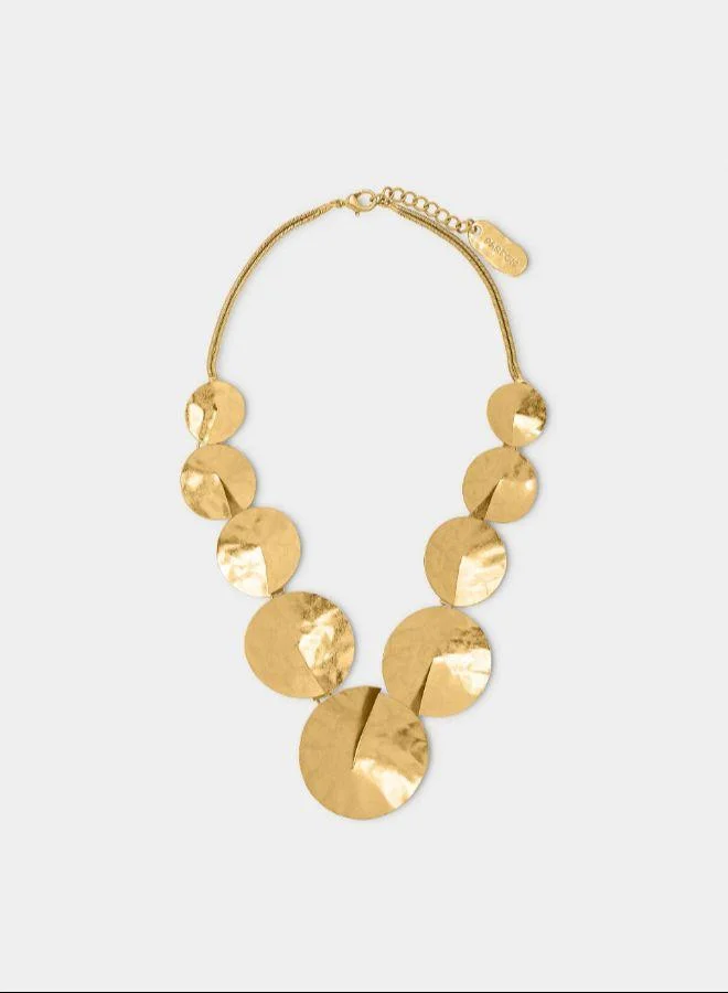 بارفوا عقد قصير بتفاصيل دائرية بارزة ذهبي