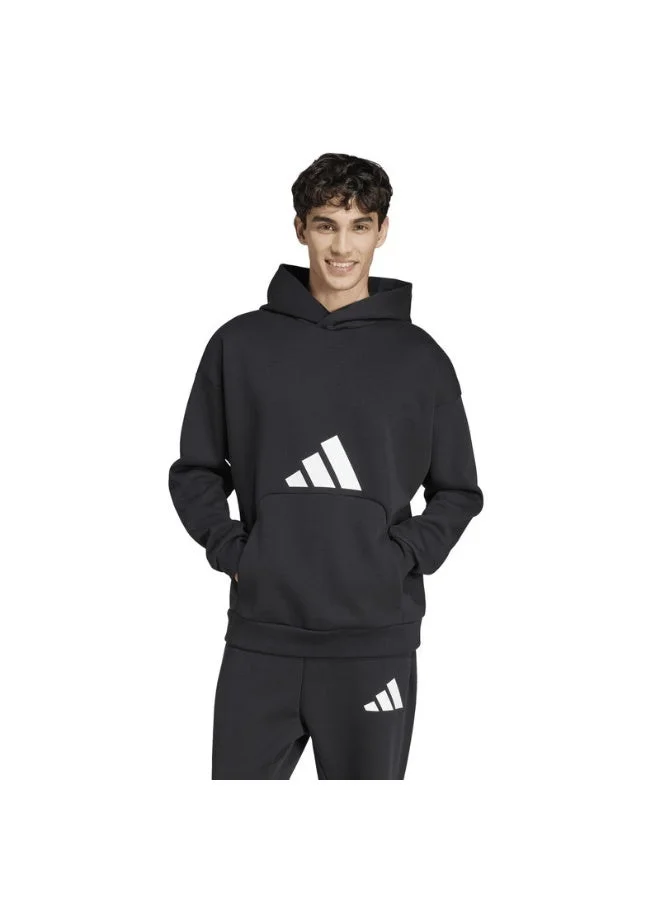 اديداس سويت شيرت بغطاء رأس رجالي أسود