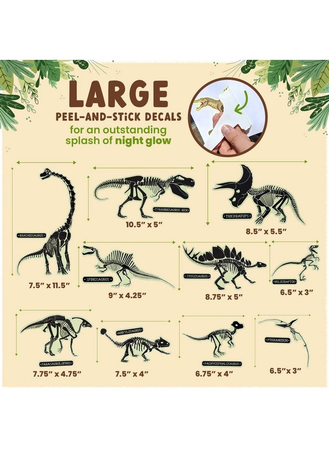 Rayliad Glow in The Dark Dinosaur Fossil Wall Stickers - 10 Large Bright Wall Decals for Bedroom Walls and Ceilings - Glowing Decorations for Boys Room and Girls Room - Image 2
