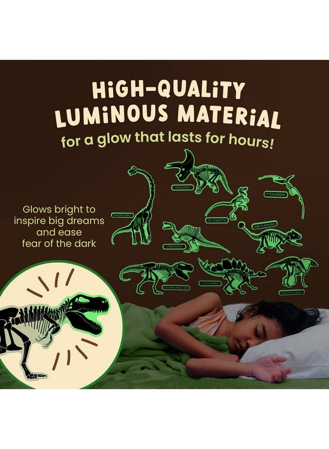 Rayliad Glow in The Dark Dinosaur Fossil Wall Stickers - 10 Large Bright Wall Decals for Bedroom Walls and Ceilings - Glowing Decorations for Boys Room and Girls Room - Image 5