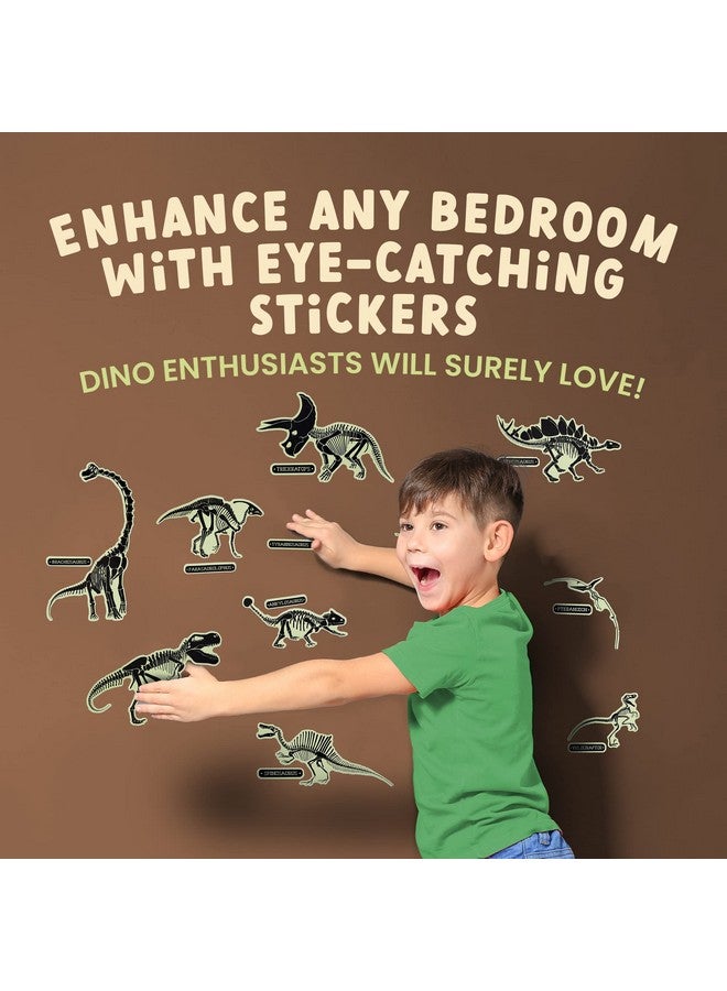Rayliad Glow in The Dark Dinosaur Fossil Wall Stickers - 10 Large Bright Wall Decals for Bedroom Walls and Ceilings - Glowing Decorations for Boys Room and Girls Room - Image 3