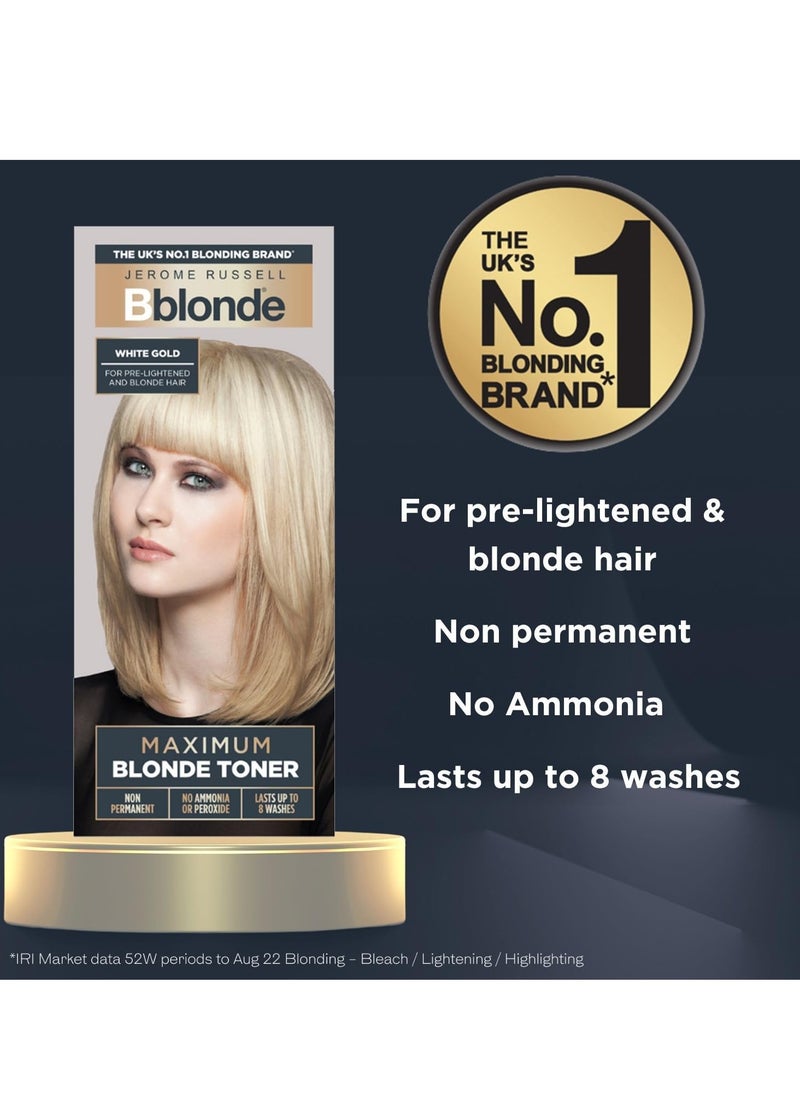 Jerome Russell Bblonde White Gold Maximum Blonde Toner Non Permanent Hair Toner for Pre Lightened and Blonde Hair Colour Hair Dye with No Ammonia or Peroxide Lasts 8 Washes 75ml  - Image 4