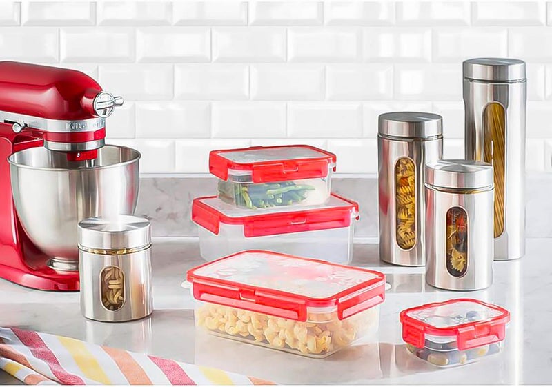 Le'raze Quality 4pc Stainless Steel Canister Set for Kitchen Counter with Glass Window & Airtight Lids, Food Storage Containers, Pantry Storage & Organization Set for Coffee, Flour, Pasta, Rice, Spices, Herbs - Image 5