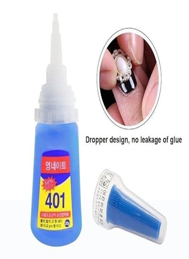 PEACORA 401 Nail Glue - Super Glue Stronger For Artificial Or Fake Nails, Nail Art 20g - Bottle 401 Rapid Fix Handmade Adhesive Quick Dry, Clear (Pack Of 1) - Image 4