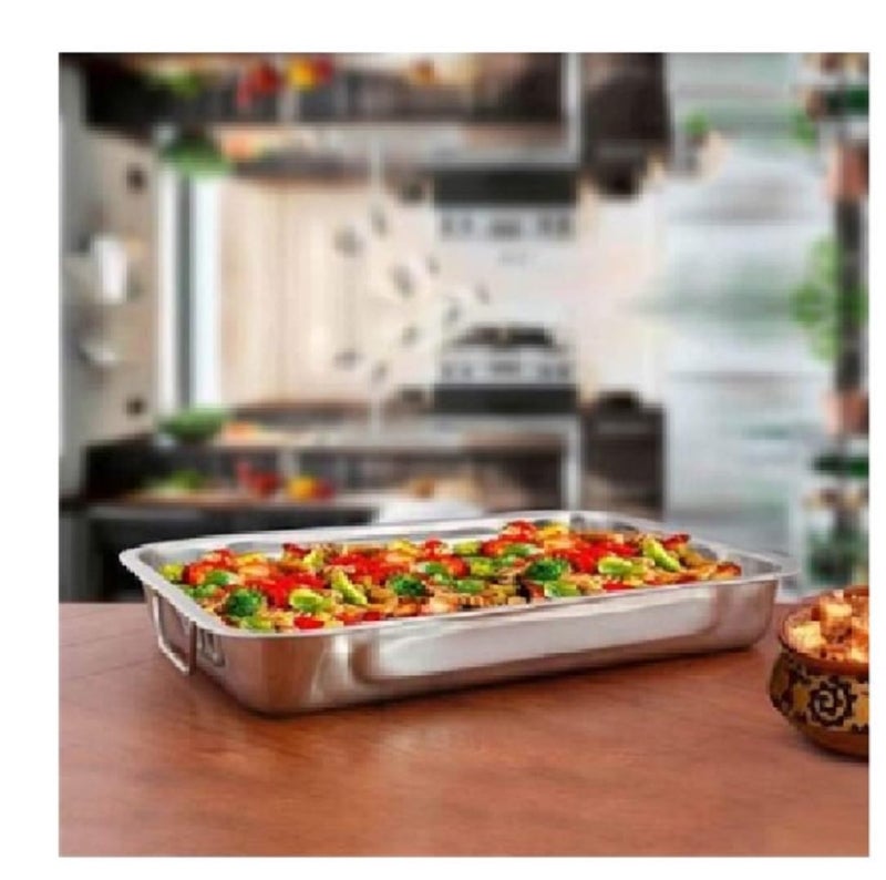 Dynore Stainless Steel Lasagna Tray with Handle for Serving Any Foods (35.5 cm x 27 cm) - Image 2