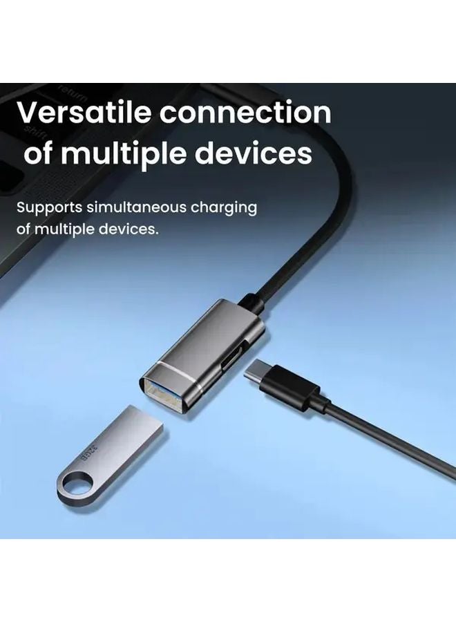 PD 10W Black OTG 2 in 1 USB C Female to USB A Adapter High Speed Data Transfer 10W Charging for Smartphone Laptop - Image 5