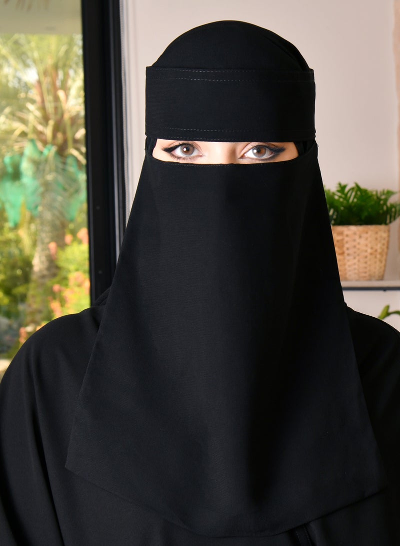 عبايات حوراء نقاب طويل مبطن حرير بربطة اغلاق - Image 1