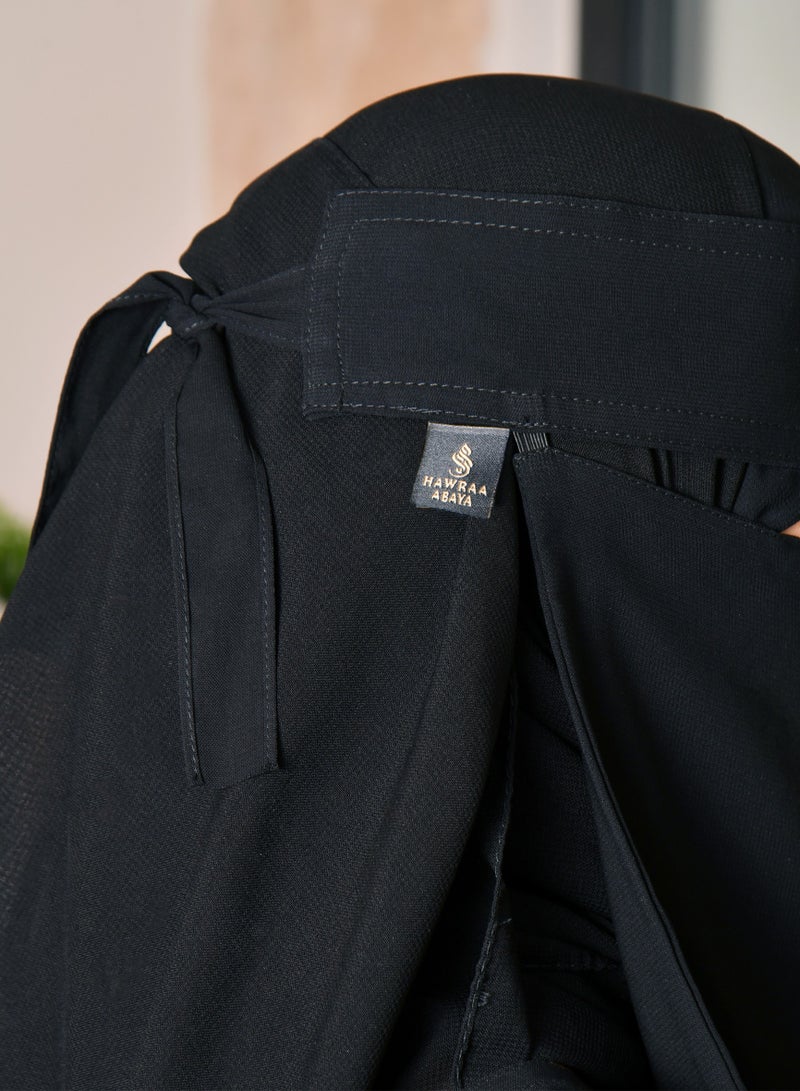 عبايات حوراء نقاب طويل مبطن حرير بربطة اغلاق - Image 2
