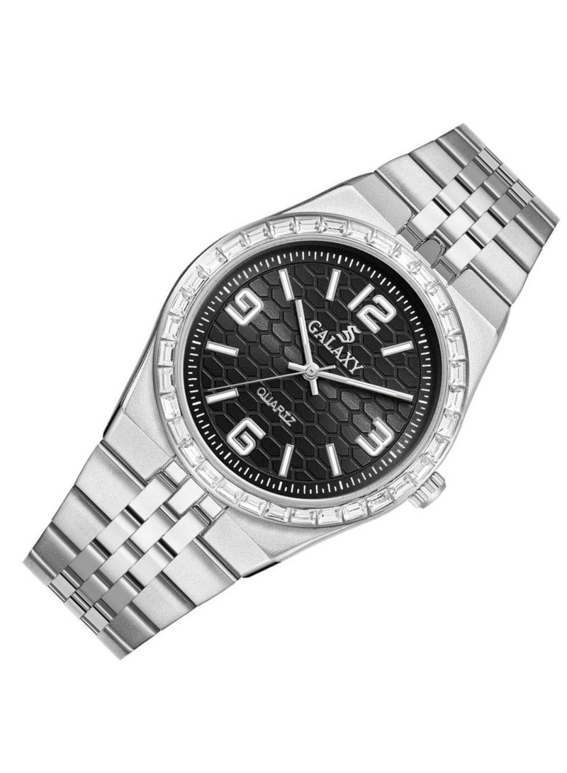 جالاكسي ساعة جالكسي GS-2398 للجنسين، ساعة معصم تناظرية، هيكل من الفولاذ المقاوم للصدأ، تصميم كلاسيكي أنيق، ساعة للارتداء اليومي - Image 2