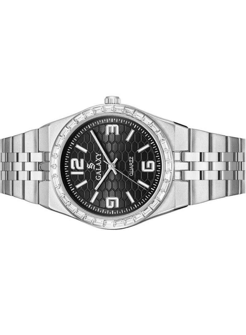 جالاكسي ساعة جالكسي GS-2398 للجنسين، ساعة معصم تناظرية، هيكل من الفولاذ المقاوم للصدأ، تصميم كلاسيكي أنيق، ساعة للارتداء اليومي - Image 3