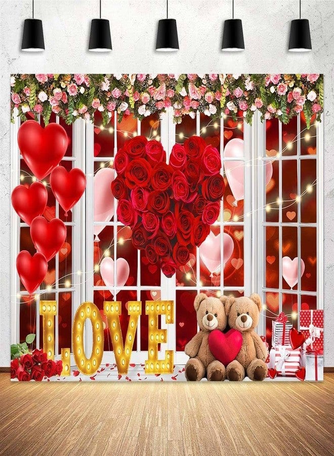 Viajar Valentine Backdrop Background for Photography Happy Valentines Photo Backdrop Valentine's Day for Photoshoot Balloon Hearts Background Screen Hearts Video Recording Parties Curtain 7x5ft, Rose - Image 1