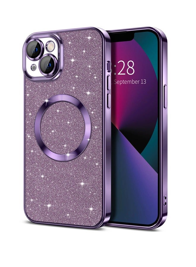 شيبشيب غطاء ايفون 13 باللمعان، غطاء هاتف شفاف مغناطيسي مع حامي لعدسة الكاميرا [متوافق مع MagSafe] ترتر بريق مطلي ورقيق وناعم من البولي يوريثين الحراري، غطاء واقي من الصدمات للنساء - Image 1