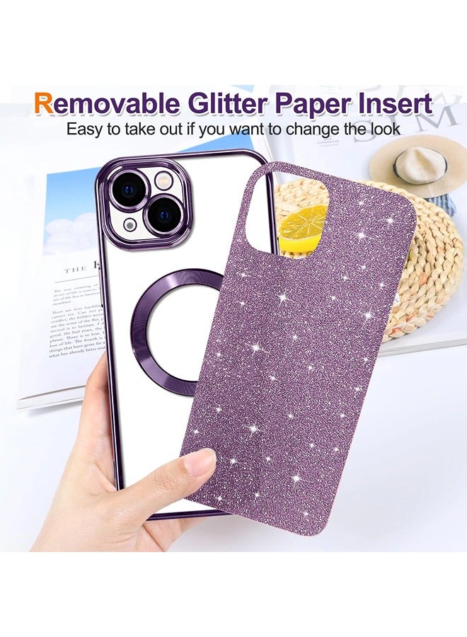 شيبشيب غطاء ايفون 13 باللمعان، غطاء هاتف شفاف مغناطيسي مع حامي لعدسة الكاميرا [متوافق مع MagSafe] ترتر بريق مطلي ورقيق وناعم من البولي يوريثين الحراري، غطاء واقي من الصدمات للنساء - Image 2