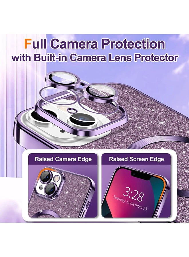 شيبشيب غطاء ايفون 13 باللمعان، غطاء هاتف شفاف مغناطيسي مع حامي لعدسة الكاميرا [متوافق مع MagSafe] ترتر بريق مطلي ورقيق وناعم من البولي يوريثين الحراري، غطاء واقي من الصدمات للنساء - Image 3
