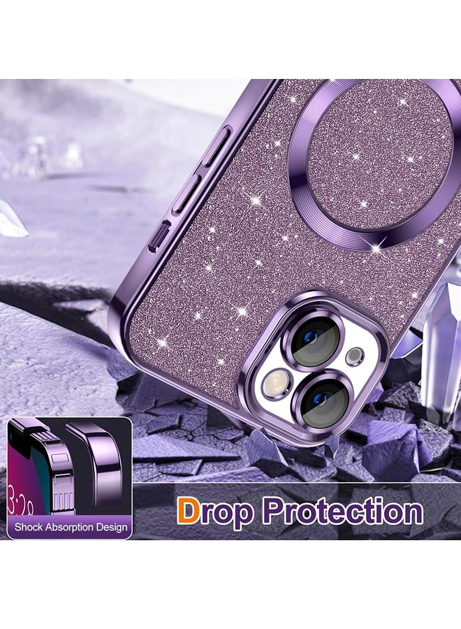 شيبشيب غطاء ايفون 13 باللمعان، غطاء هاتف شفاف مغناطيسي مع حامي لعدسة الكاميرا [متوافق مع MagSafe] ترتر بريق مطلي ورقيق وناعم من البولي يوريثين الحراري، غطاء واقي من الصدمات للنساء - Image 4