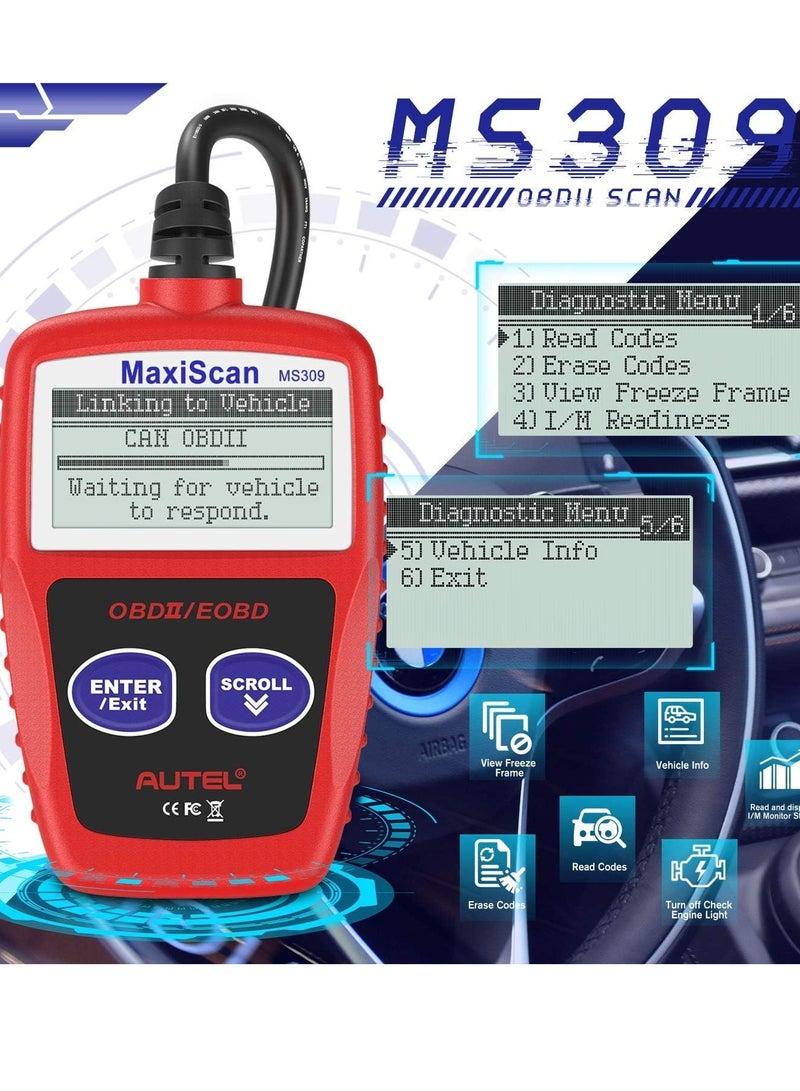Autel OBD2 Reader Car Diagnostic Scanner Vehicle Engine Fault Code Reader, Turn Off Check Engine Light, Read/Erase Codes, View Freeze Frame Data - Image 5
