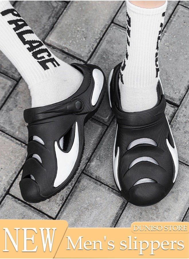 DUNISO - Men's slippers Summer Sandals Lightweight Slide Sandal with Non-slip Soles Thick Sole Beach Slipper Breathable Slip-on Sandal House Flat Slipper for Pool Beach Yard Kitchen Shower - Image 1