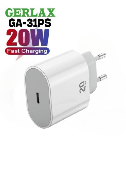 20W Fast Charger Head With Type-C Port Model (GA-31PS)Compatible With IPhone