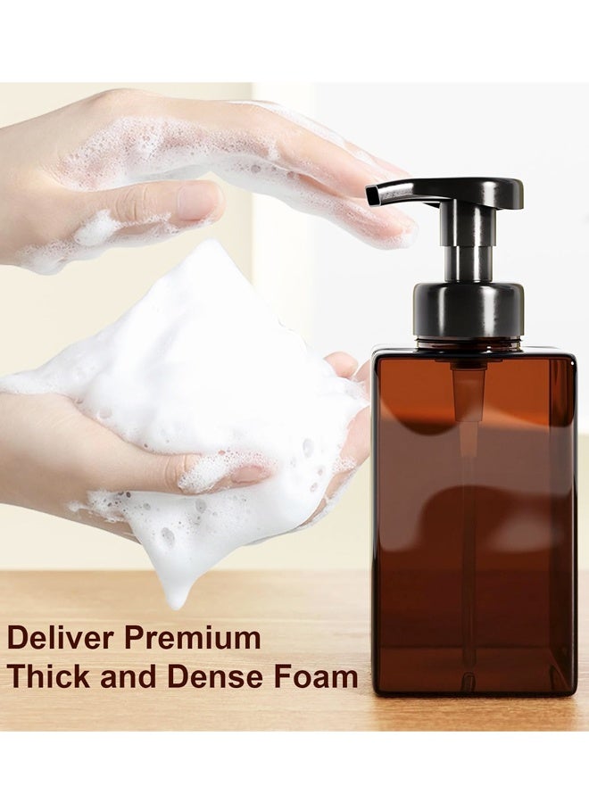 2 PCS Amber Foaming Soap Dispenser, Refillable Foam Hand Soap Dispenser, Brown Foaming Dispenser Bottles with Black Pump - Image 3