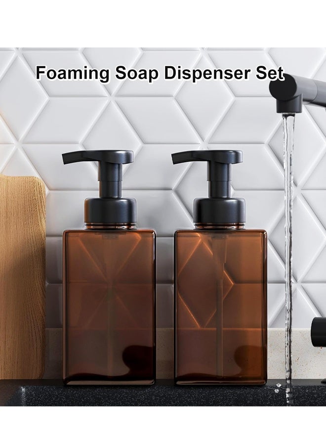 2 PCS Amber Foaming Soap Dispenser, Refillable Foam Hand Soap Dispenser, Brown Foaming Dispenser Bottles with Black Pump - Image 5