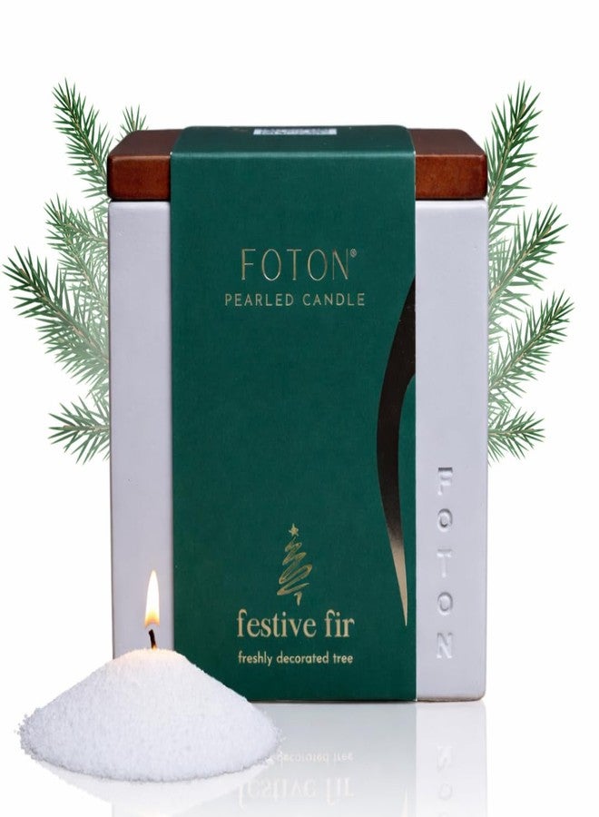 Foton مجموعة شموع فوتون بيرلد كاندل لو كيوب الخرسانية 16 أونصة - معطرة برائحة التنوب الاحتفالية - برطمان قابل لإعادة التعبئة مع 15 فتيلة - شموع زينة طبيعية غير سامة للمنزل - Image 1