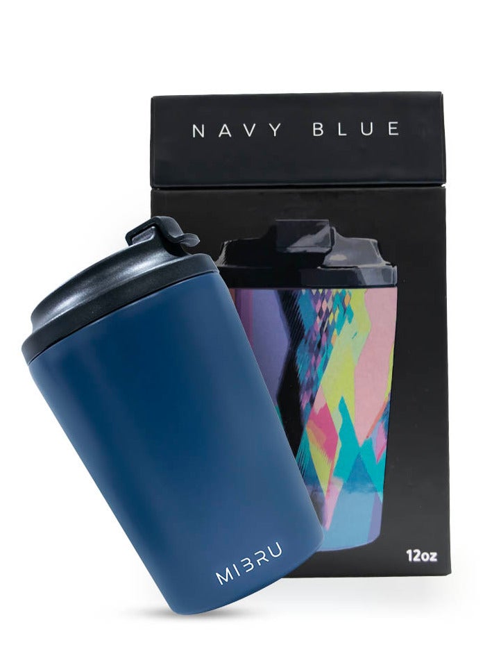 ميبرو كوب قهوة، كوب سفر معزول بتفريغ الهواء من الفولاذ المقاوم للصدأ، بتصميم جداري مزدوج مقاوم للتسرب - ترمس معزول للحرارة داخل مطلي بالسيراميك بسعة 340 مل. - Image 1