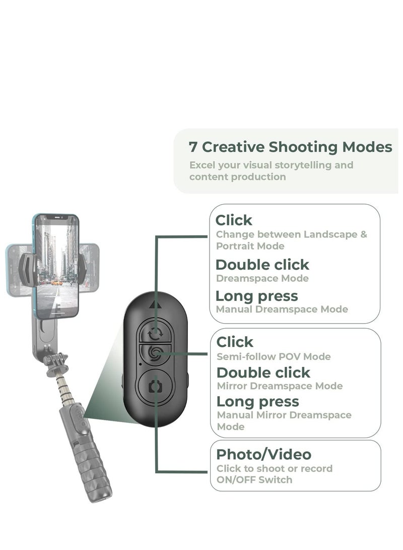 Gimbal Stabilizer For Smartphones, 360° Rotation Tripod with Wireless Remote Fill Light, Portable Phone Holder Auto Balance 1-Axis Gimbal for Filming Bluetooth Selfie Stick Mobile Phone Holder - Image 4