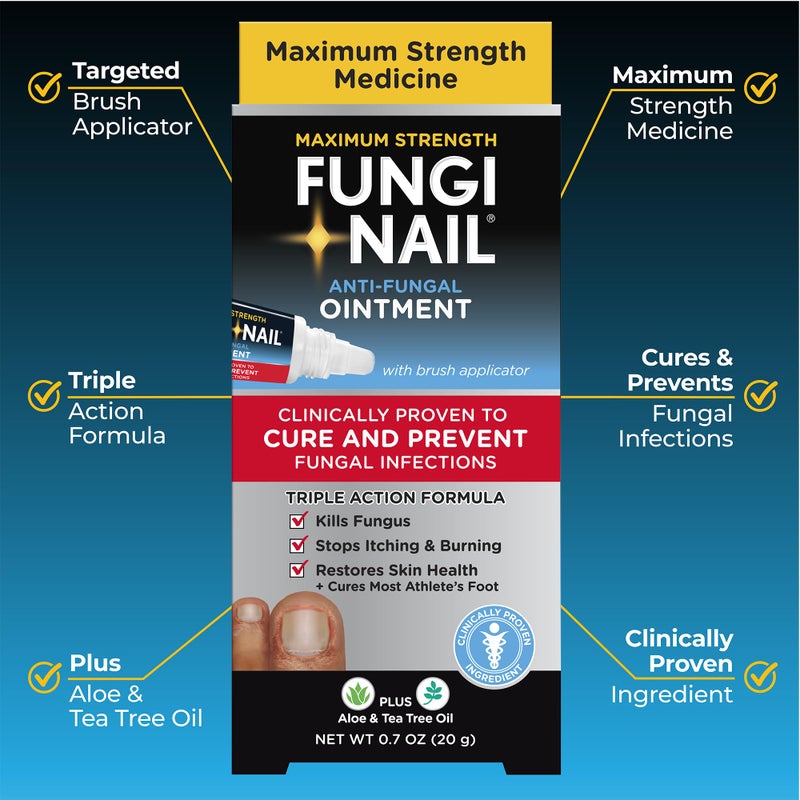 Fungi-Nail مرهم فطريات الأظافر المضاد للفطريات، يقضي على الفطريات التي يمكن أن تؤدي إلى أظافر القدم وقدم الرياضي مع تولنافتات مثبت سريرياً لعلاج العدوى، لون طبيعي، 0.7 أونصة سائلة - Image 2