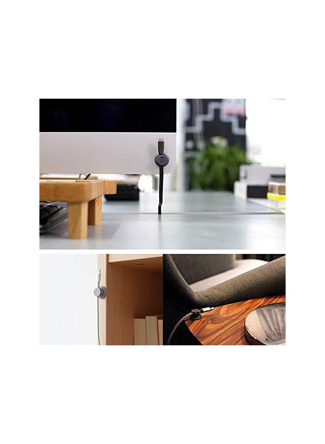 PROMASS Cable Clips, Desktop Cord Management Multipurpose Cable Organizer with 3 Buckles and 2 Bases Compatible with iPhone Type C Micro USB Cell Phone Cable - Image 2