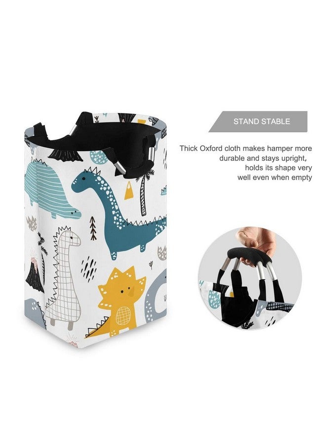 senya Large Storage Basket with Handles Collapsible Organizer Bin Laundry Hamper for Nursery Clothes Toys, Dino Scandinavian Style - Image 2