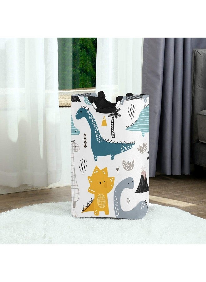 senya Large Storage Basket with Handles Collapsible Organizer Bin Laundry Hamper for Nursery Clothes Toys, Dino Scandinavian Style - Image 4