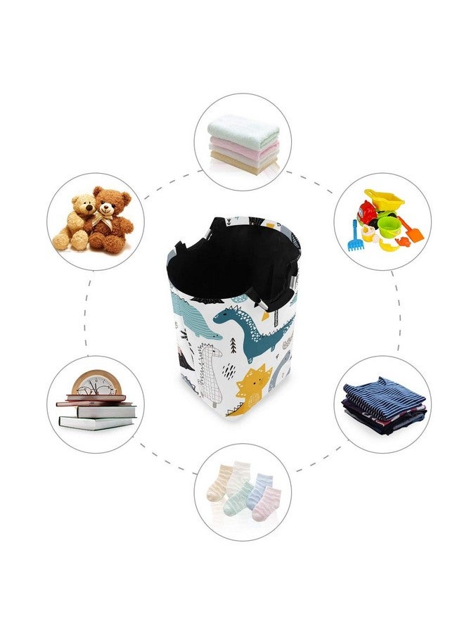 senya Large Storage Basket with Handles Collapsible Organizer Bin Laundry Hamper for Nursery Clothes Toys, Dino Scandinavian Style - Image 5