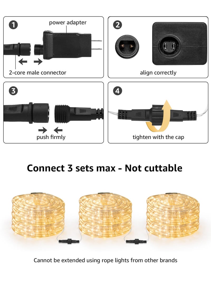 Lighting EVER LE 33ft 240 LED Rope Lights Outdoor 24 Volts, 3/8 inch Clear Tube, Upgraded 2700K Warm White, Connectable (Up to 3 Sets), Not Dimmable, Waterproof String Lights for Patio Deck Railing Stair Landscape - Image 3