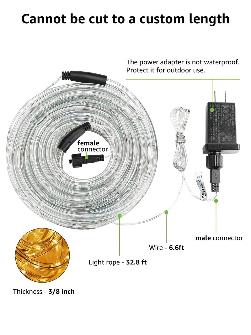 Lighting EVER LE 33ft 240 LED Rope Lights Outdoor 24 Volts, 3/8 inch Clear Tube, Upgraded 2700K Warm White, Connectable (Up to 3 Sets), Not Dimmable, Waterproof String Lights for Patio Deck Railing Stair Landscape - Image 4