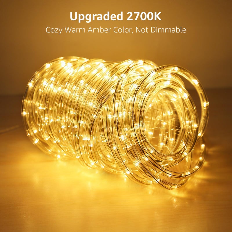 Lighting EVER LE 33ft 240 LED Rope Lights Outdoor 24 Volts, 3/8 inch Clear Tube, Upgraded 2700K Warm White, Connectable (Up to 3 Sets), Not Dimmable, Waterproof String Lights for Patio Deck Railing Stair Landscape - Image 2
