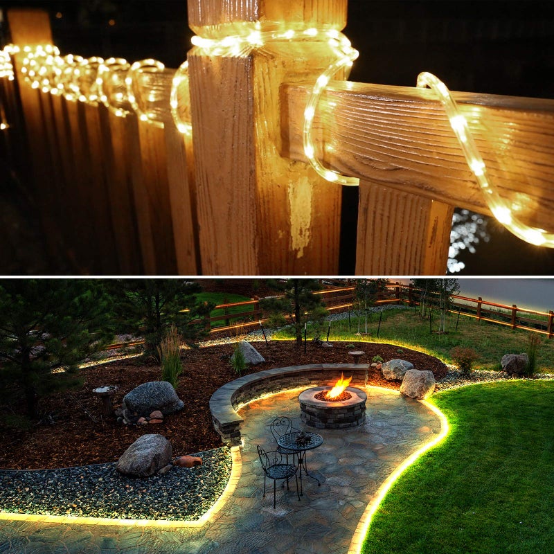 Lighting EVER LE 33ft 240 LED Rope Lights Outdoor 24 Volts, 3/8 inch Clear Tube, Upgraded 2700K Warm White, Connectable (Up to 3 Sets), Not Dimmable, Waterproof String Lights for Patio Deck Railing Stair Landscape - Image 5