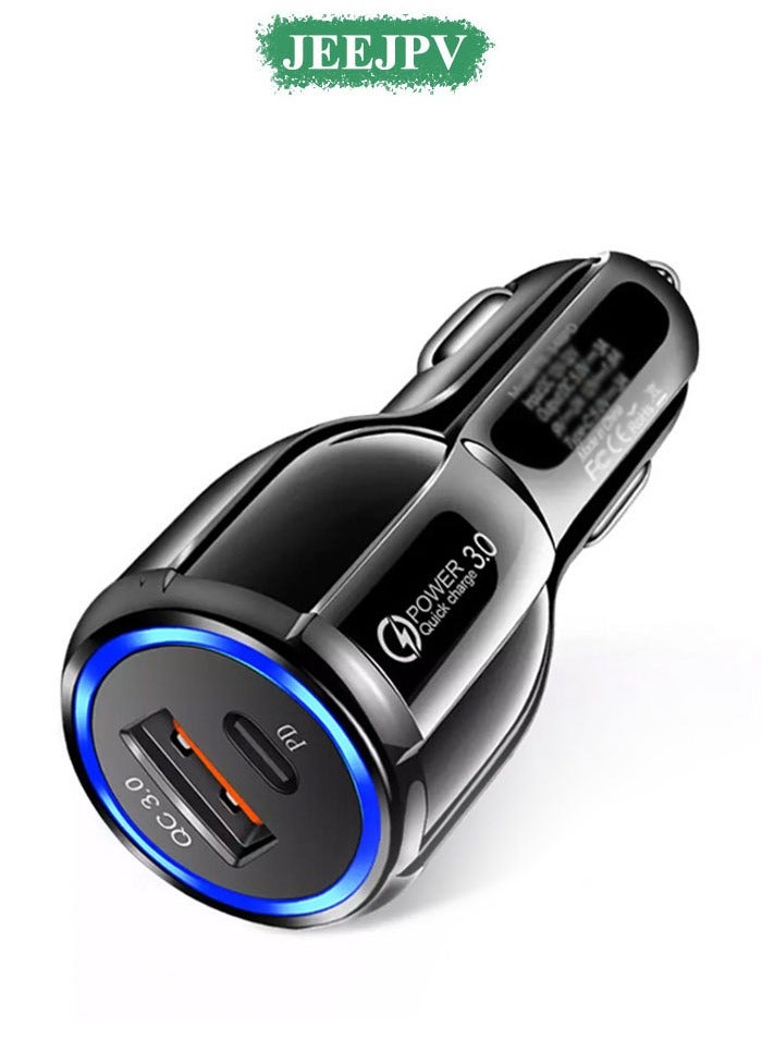JEEJPV 38W Car Charger Fast Charging iPhone 16 15 Pro Car Power Adapter Dual USB Ports Samsung 45W Fast Car Charger Type C For Galaxy S24 S23 Ultra MacBook Pro Air Xiaomi Apple Watch S10 Airpods 4 Black  - Image 1