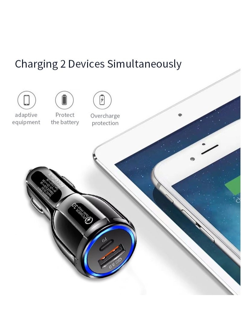 JEEJPV 38W Car Charger Fast Charging iPhone 16 15 Pro Car Power Adapter Dual USB Ports Samsung 45W Fast Car Charger Type C For Galaxy S24 S23 Ultra MacBook Pro Air Xiaomi Apple Watch S10 Airpods 4 Black  - Image 4