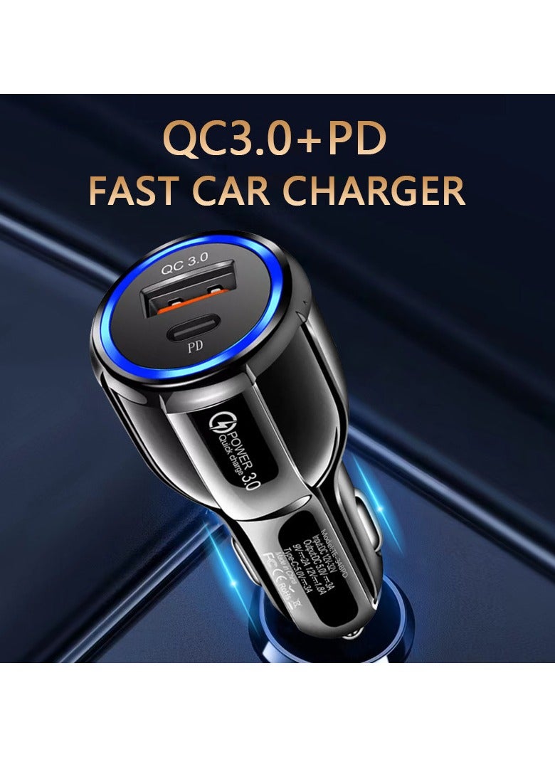 JEEJPV 38W Car Charger Fast Charging iPhone 16 15 Pro Car Power Adapter Dual USB Ports Samsung 45W Fast Car Charger Type C For Galaxy S24 S23 Ultra MacBook Pro Air Xiaomi Apple Watch S10 Airpods 4 Black  - Image 5