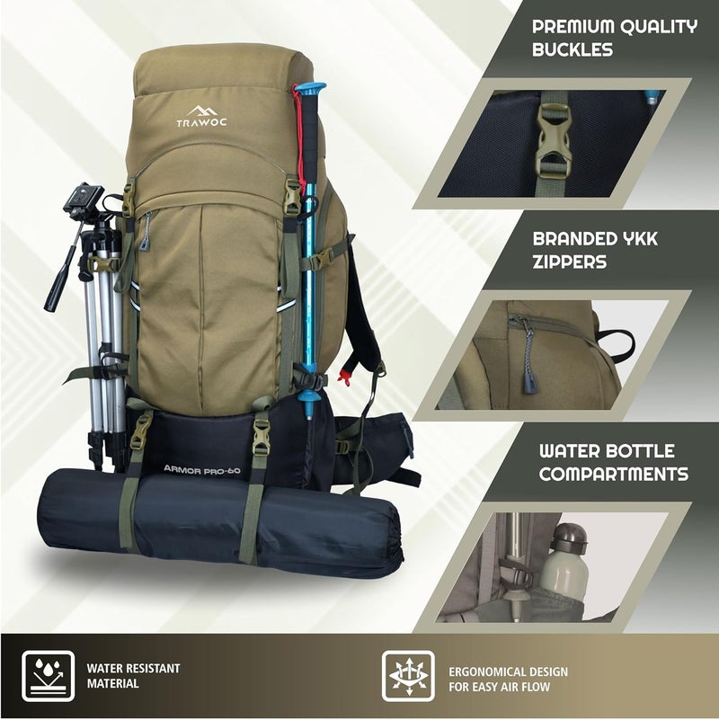 Trawoc حقيبة ظهر سفر TRAWOC ARMOR PRO 60L - Image 3