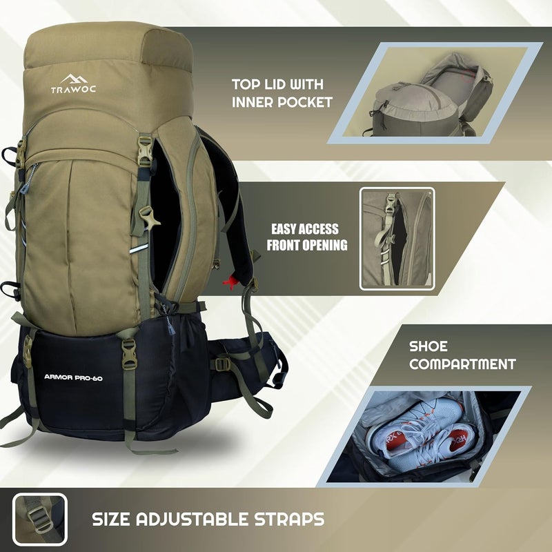 Trawoc حقيبة ظهر سفر TRAWOC ARMOR PRO 60L - Image 5