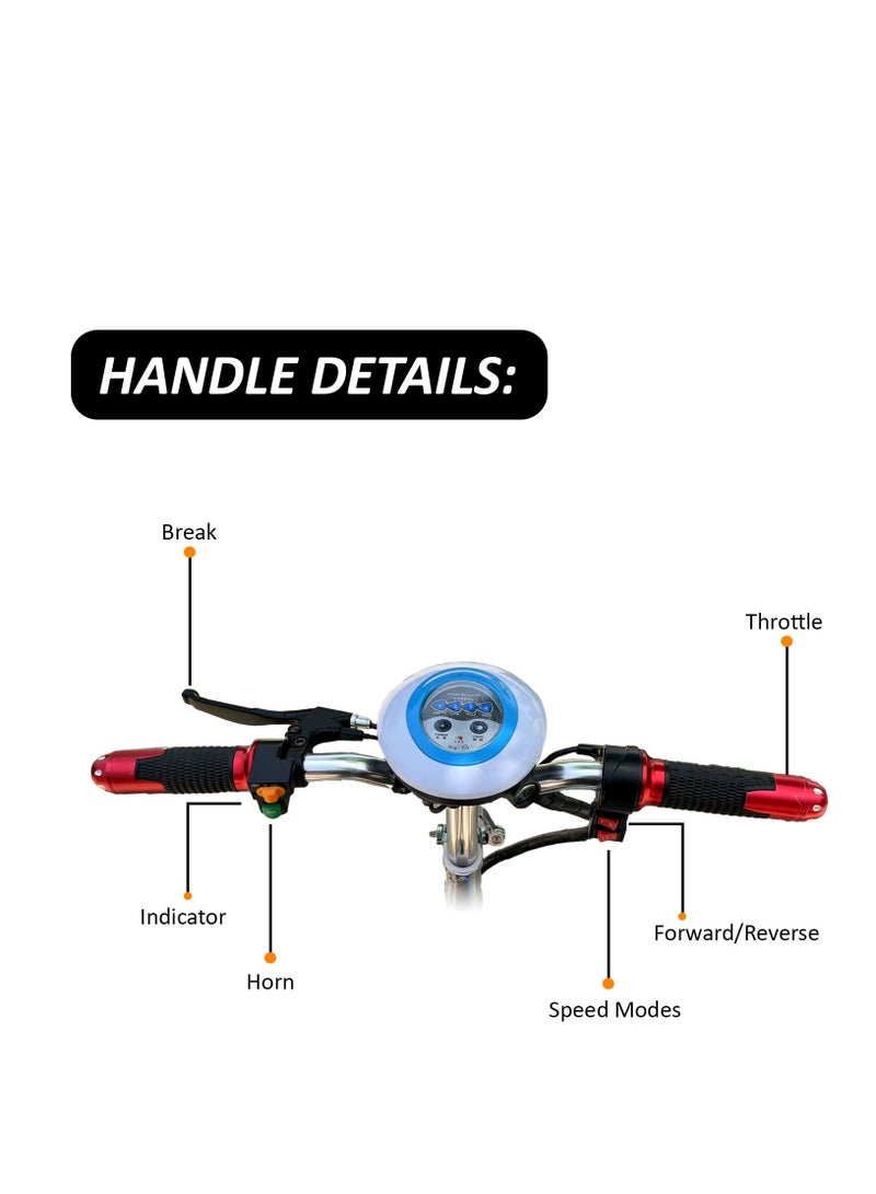 Mytoys Electric Scooter MT730 350W Brushless Motor Max Speed 35Km/H Drive, Three Gear 12Inch Tire in Front, Rear Flashing Turn Signals, Folding Commuting Scooter 36V 12Ah Lead Acid Battery - Image 4
