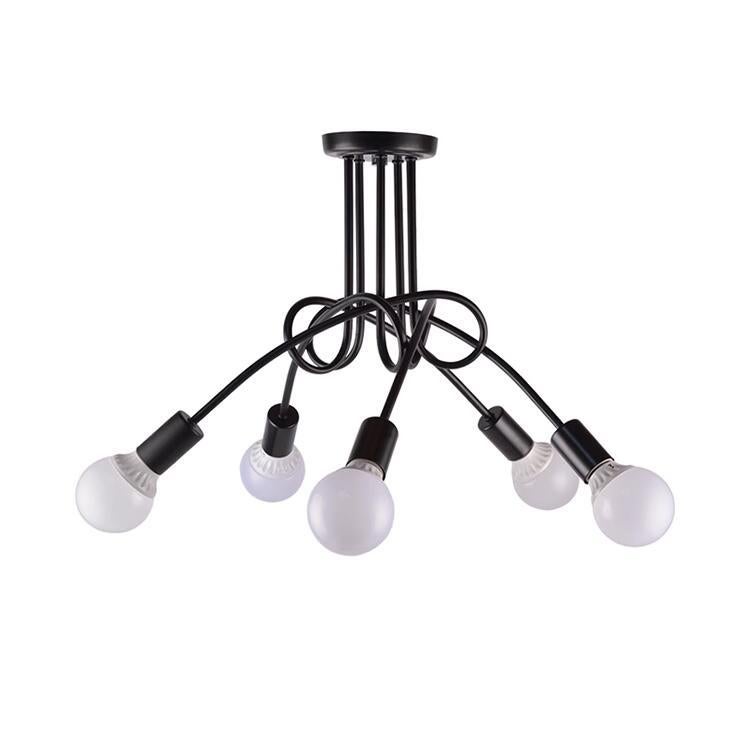 Cross-border industrial style multi-head bent tube wrought iron chandelier simple American personality small chandelier living room dining room bedroom chandelier without light source 3 heads white - Image 5